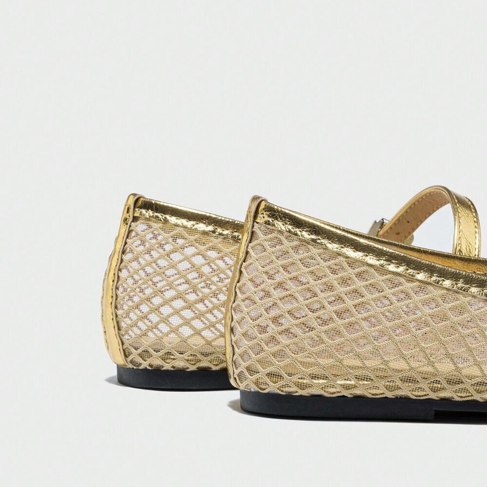 Gold Bohemian Women's Ballet Flats - Picture 4 of 7